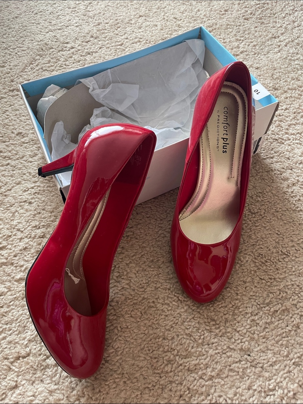 comfort plus by Predictions Red Patent Round-Toe High Heels